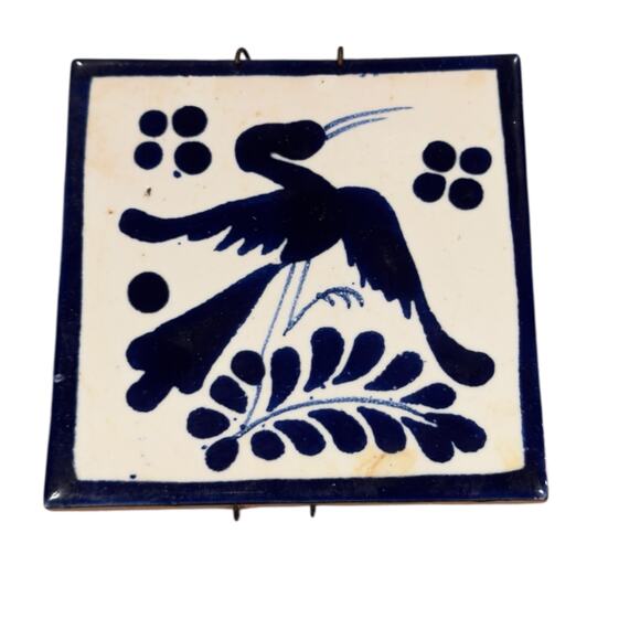 Vintage Mexican Talavera Pottery Hanging Tile 4x4 - Picture 1 of 6